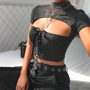 "CHARCOAL" RIBBED CROP TOP