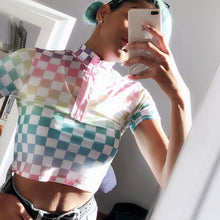 "RAINBOW ROAD" MESH CROP TOP