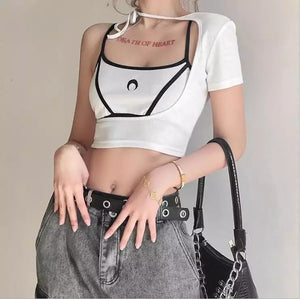 "CREST" ASYMMETRICAL CROP TOP