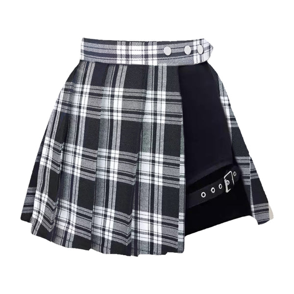 "PLAID SPLIT" SKIRT