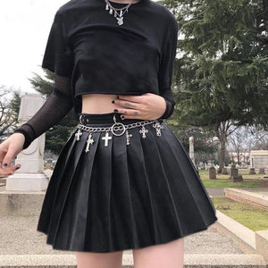 "PLEATED LEATHER" SKIRT