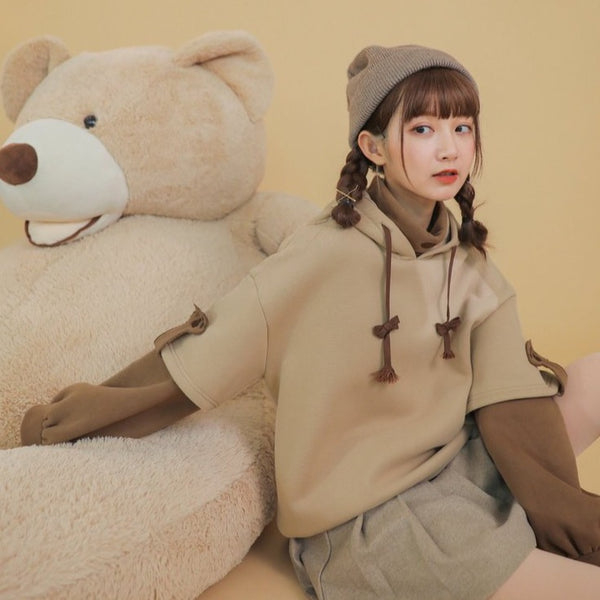 "KAWAII BEAR" CROSS BAG HOODIE