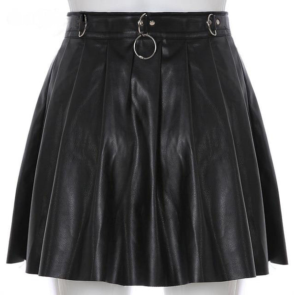 "PLEATED LEATHER" SKIRT