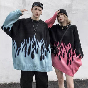 "FLAMING" PULLOVER SWEATER