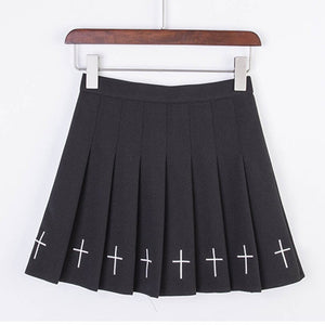 "CROSS" PLEATED SKIRT