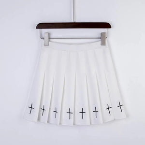 "CROSS" PLEATED SKIRT