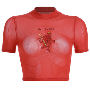 "EL DIABLO" MESH CROP TOP