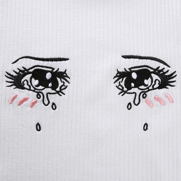 "ANIME EYES" EMBROIDERED T SHIRT