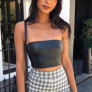 "LEATHER" CROP TOP