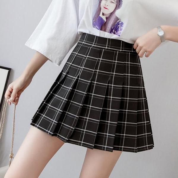 "GRID" PLEATED SKIRT