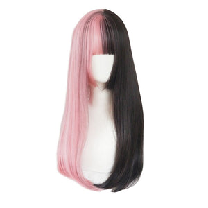 "PINK BLACK SPLIT" STRAIGHT WIG