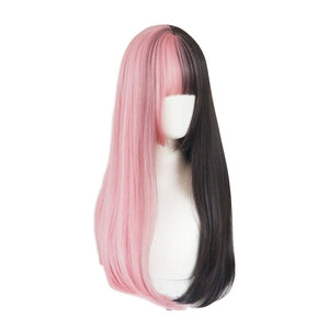 "PINK BLACK SPLIT" STRAIGHT WIG