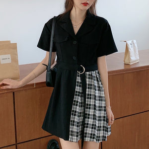 "SHADOW PLAID" SPLIT DRESS