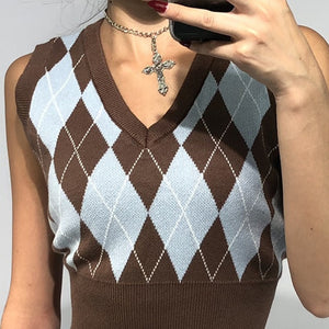 "LIBRE" ARGYLE SWEATER VEST