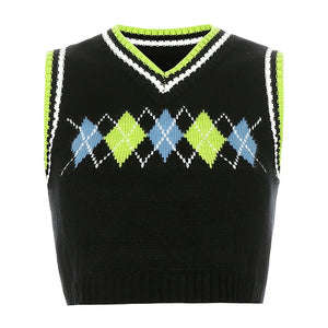 "VIBE" ARGYLE SWEATER VEST