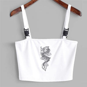 "DRAGON" BUCKLE CROP TOP