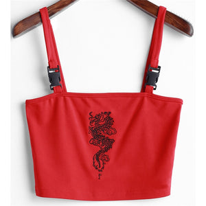 "DRAGON" BUCKLE CROP TOP