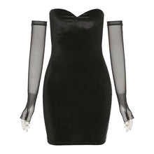 "PARISIAN" VELVET STRAPLESS DRESS