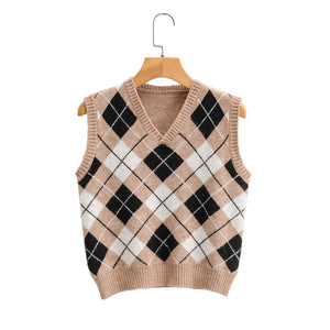 "DULCE" ARGYLE SWEATER VEST