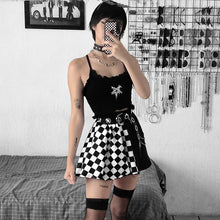 "CHECKER SPLIT" SKIRT