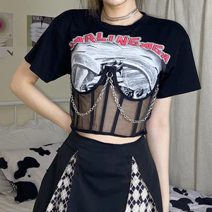 "DARLING" CAGED T-SHIRT