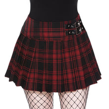 "RED PLAID" BUCKLE SKIRT