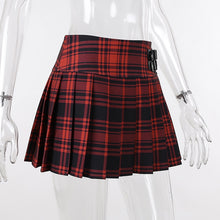 "RED PLAID" BUCKLE SKIRT