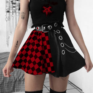 "CHECKER SPLIT" SKIRT