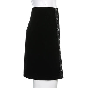 "LATCH" VELVET SKIRT