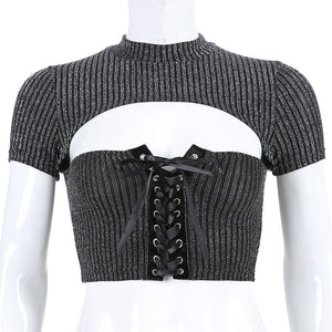 "CHARCOAL" RIBBED CROP TOP