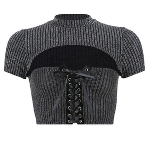 "CHARCOAL" RIBBED CROP TOP