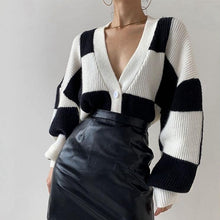 "CHECKERBOARD" KNIT CARDIGAN