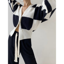 "CHECKERBOARD" KNIT CARDIGAN