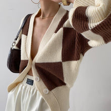 "CHECKERBOARD" KNIT CARDIGAN