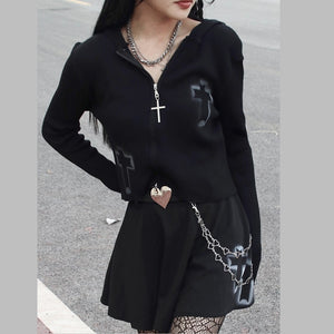 "SHADOW CROSS" ZIPPED CARDIGAN