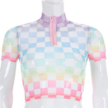 "RAINBOW ROAD" MESH CROP TOP